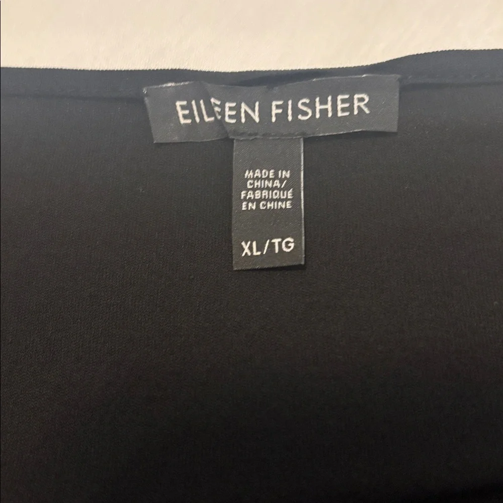 Eileen Fisher Black Stretch 100% Silk Jersey Scoop Neck Tank Slim Fit SZ XL - Picture 5 of 13
